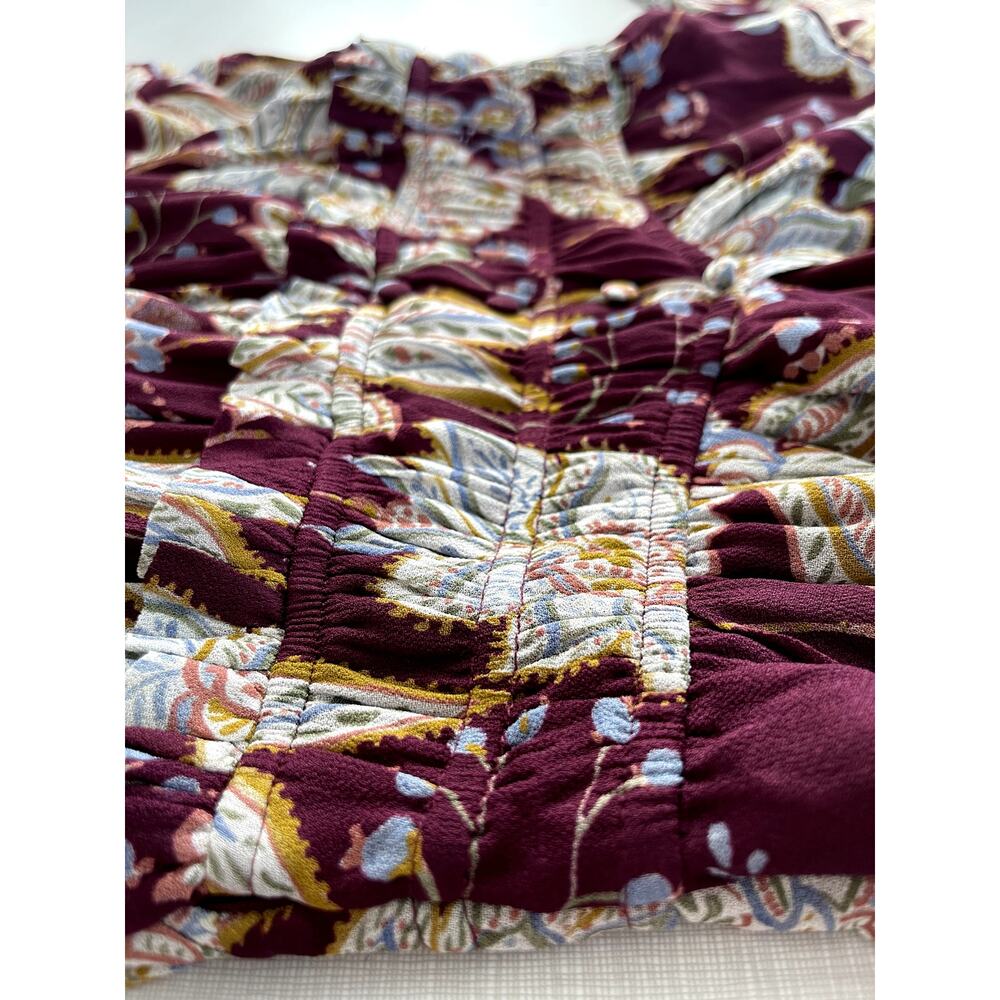 Yumi Kim Sz M Frida Maxi Dress Maroon Paisley Cinch Waist Wedding Guest Feminine - Picture 7 of 16
